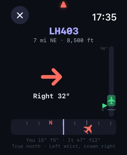 Find guiding toward LH403 with a large arrow: right 32 degrees.